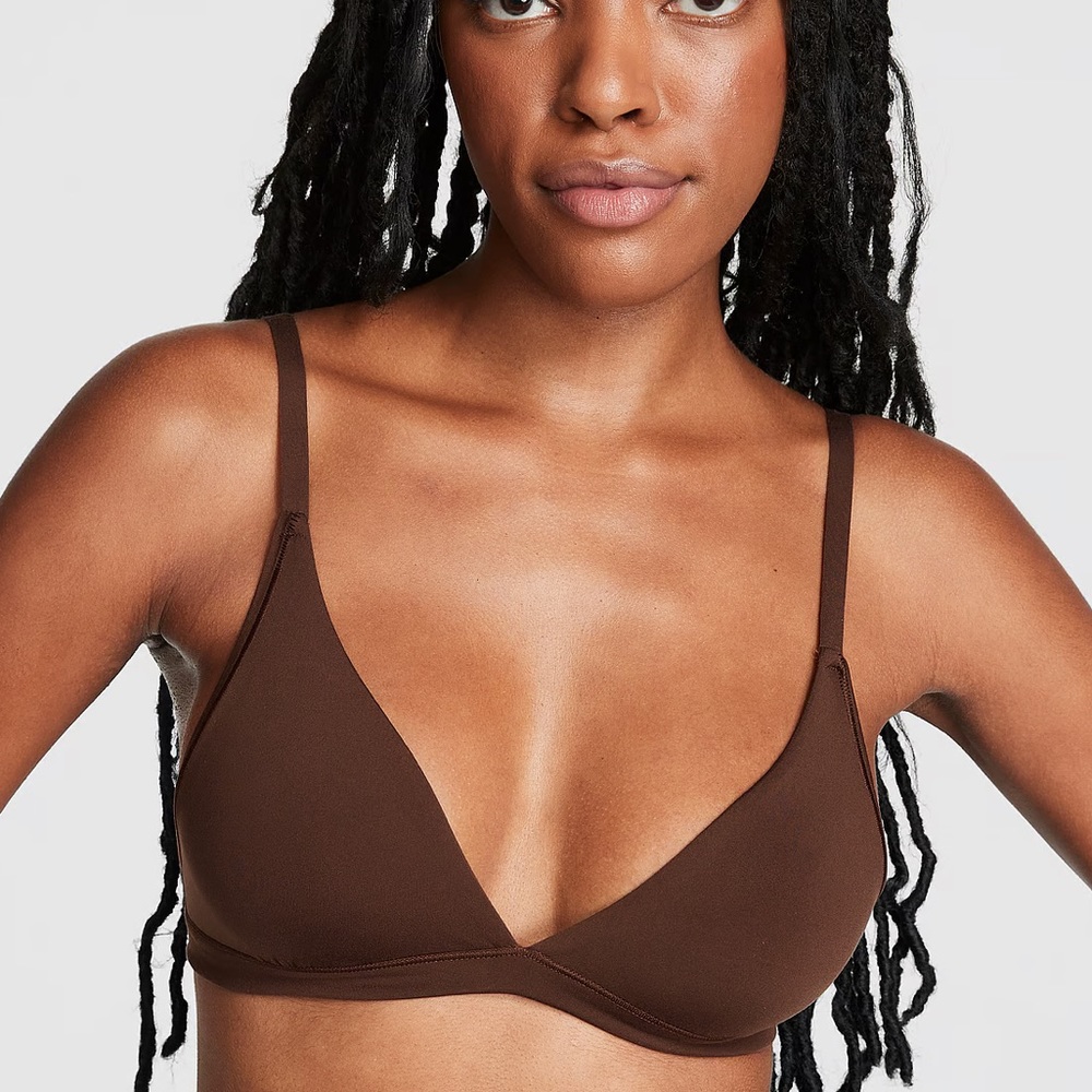 Victoria’s Secret Base Stretch Triangle Bralette, Brown/Ganache